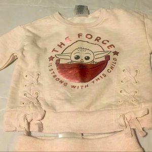 Star Wars BabyYoda Girls  Sweat Shirt and Pants 12 months